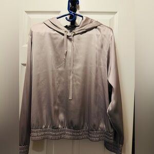 Satin blouse hoodie. Very nice.